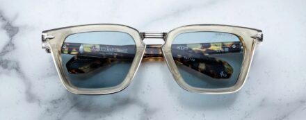 Sunglasses Model Borodino Decade collection in Color Dun with Vintage Blue lenses from Jacques Marie Mage