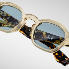 Sunglasses Model Zephirin Decade Collection in color Dun with Vintage Blue Lenses from Jacques Marie Mage