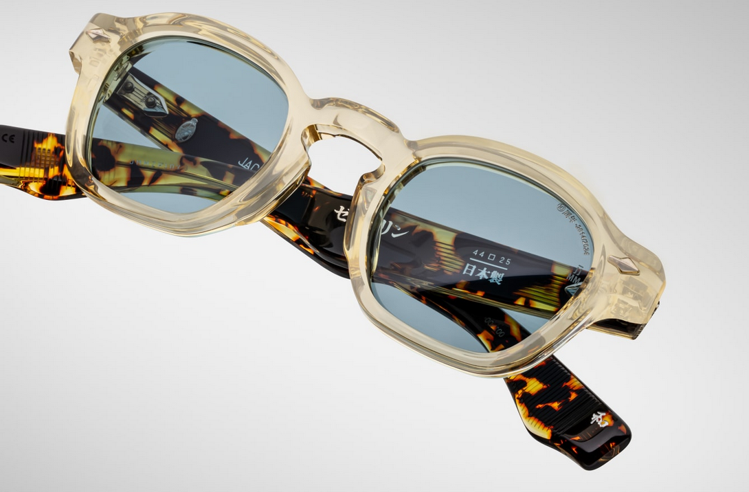 Sunglasses Model Zephirin Decade Collection in color Dun with Vintage Blue Lenses from Jacques Marie Mage