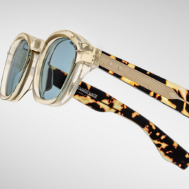 Sunglasses Model Zephirin Decade Collection in color Dun with Vintage Blue Lenses from Jacques Marie Mage