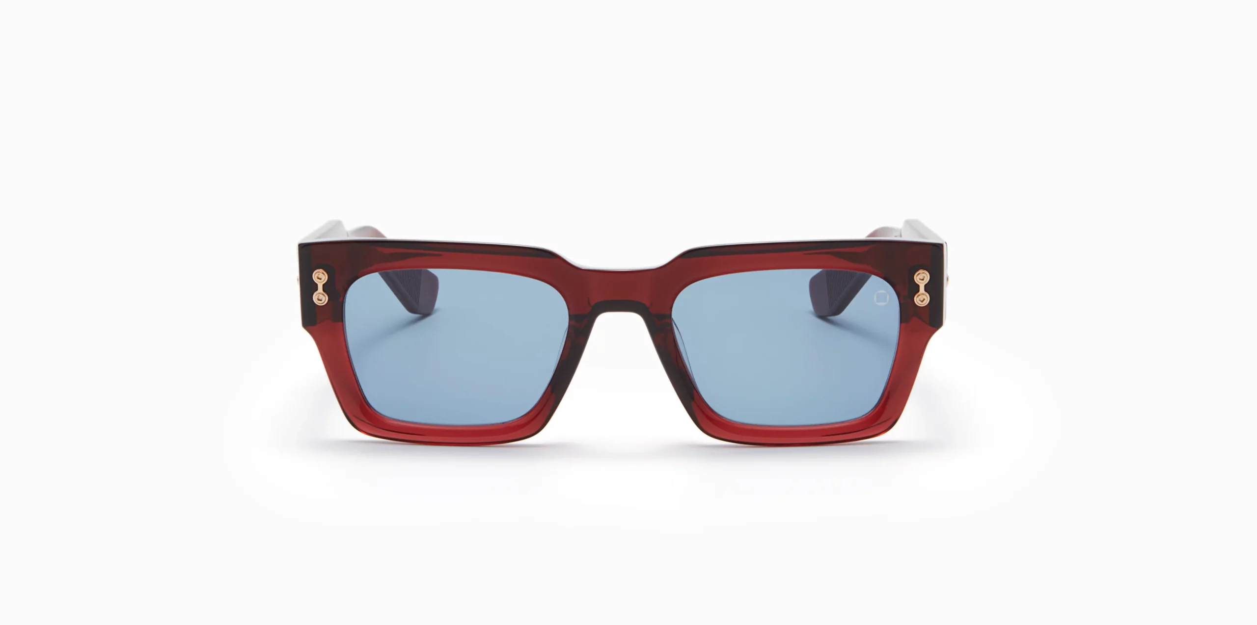 Sunglasses Model Cosmo in colo Crystal Burgundy with Dark Blue lenses from Akoni