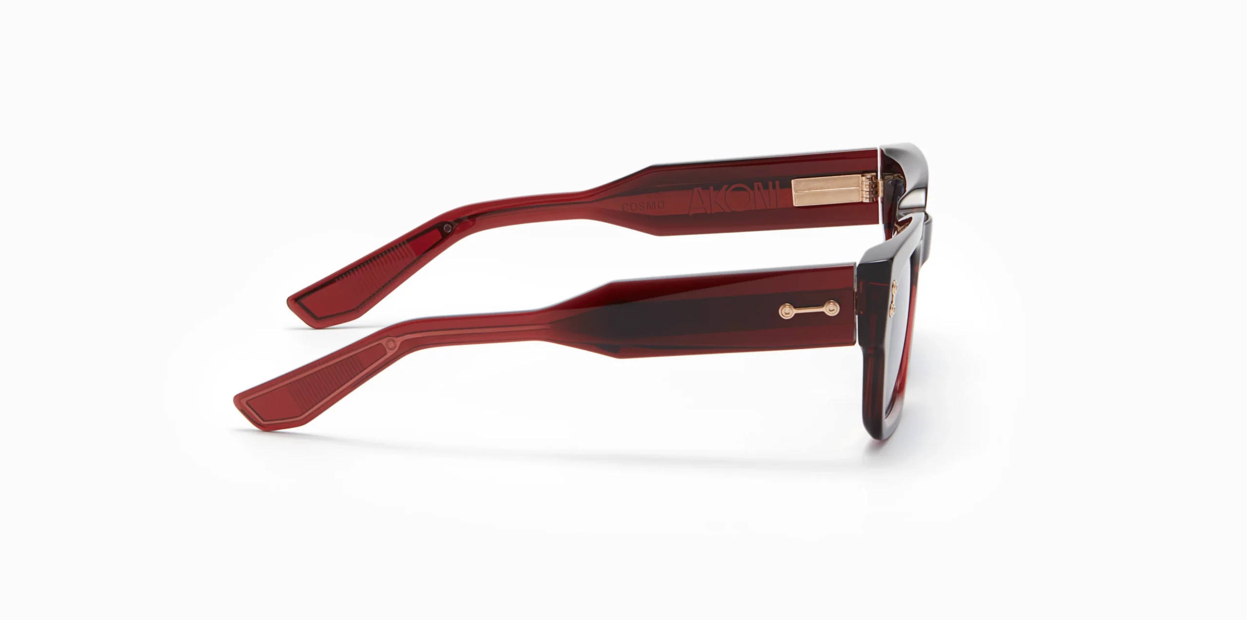 Sunglasses Model Cosmo in colo Crystal Burgundy with Dark Blue lenses from Akoni