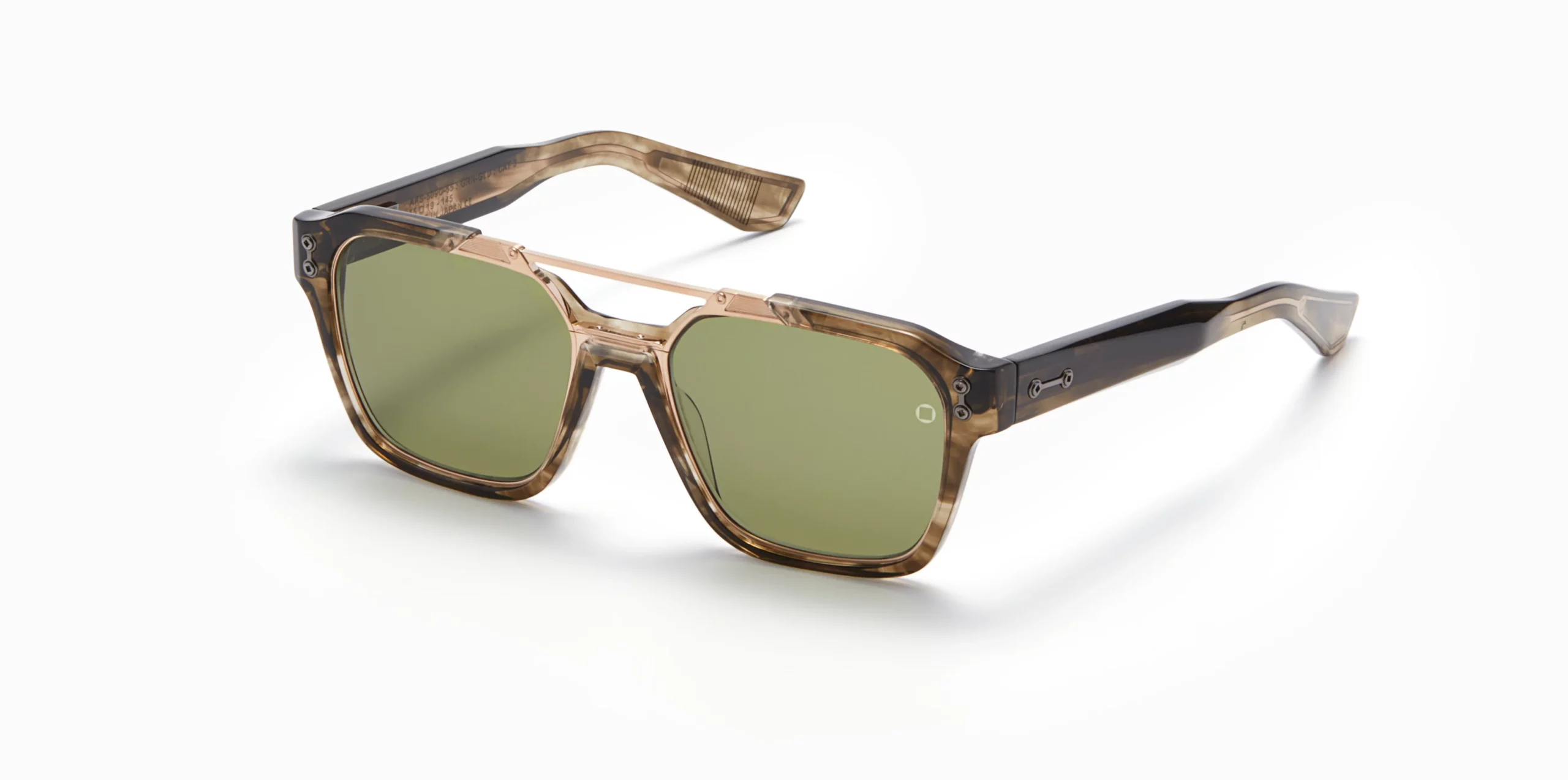 Sunglasses Model Discovery in Color Green Tortoise Swirl with dark olive lenses from Akoni