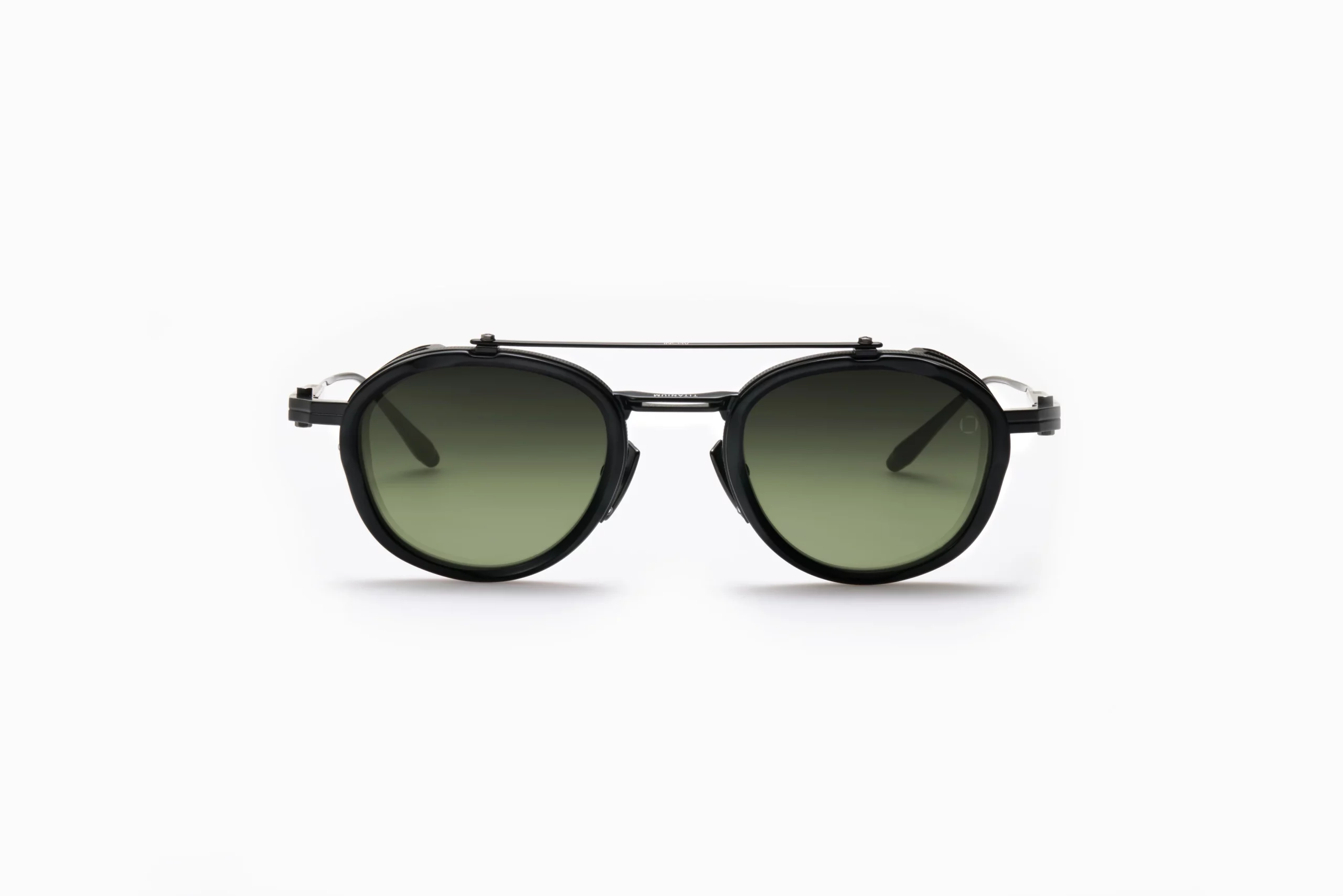 Sunglasses Model Infinity in Color Matte Black with dark grey to olive lenses from Akoni