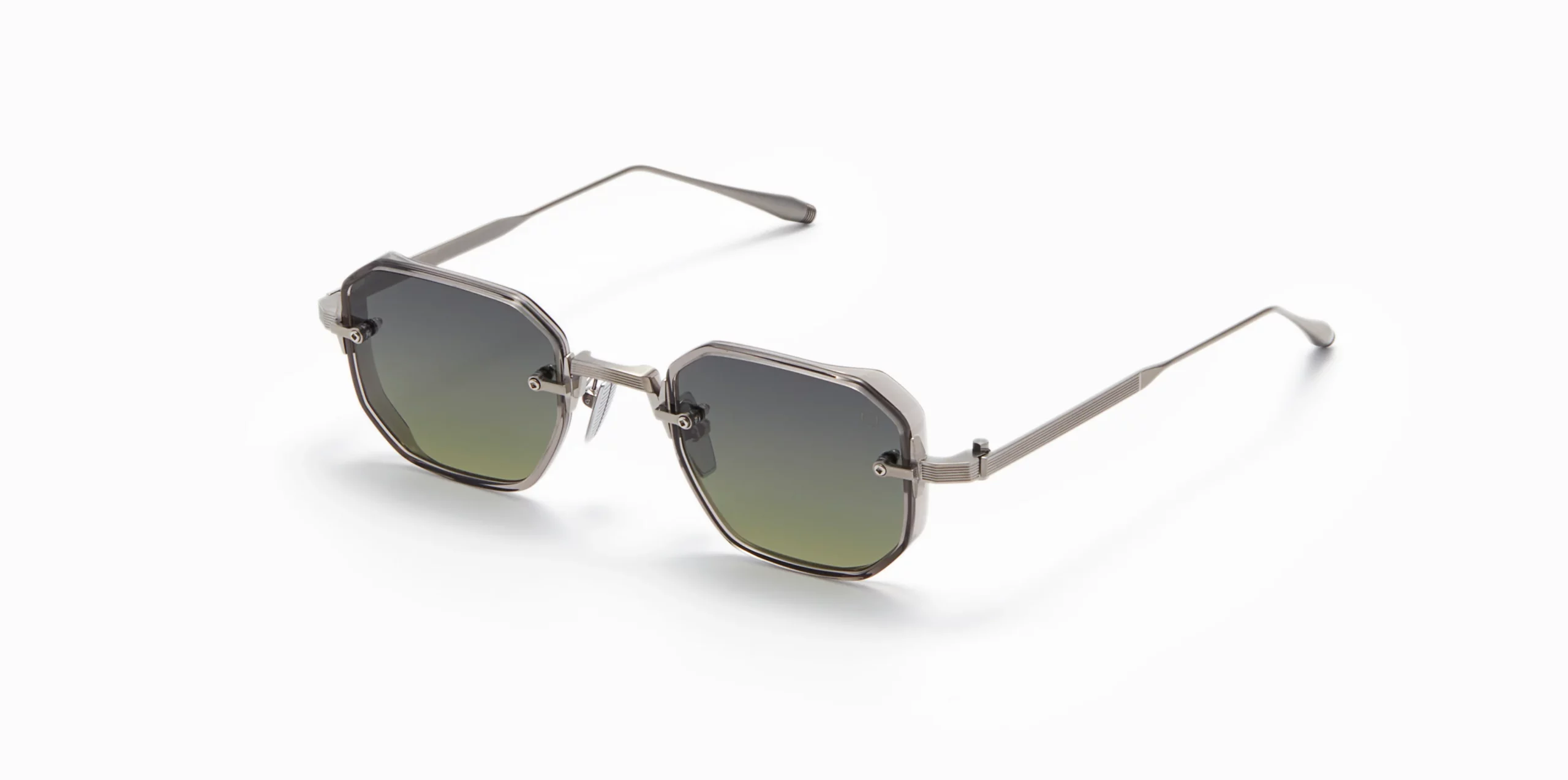 Sunglasses Model June-Two in color Dark Crystal Grey with dark grey to olive lenses from Akoni