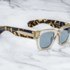 Sunglasses Model Enzo Decade collection in Color Dun with Vintage Blue lenses from Jacques Marie Mage