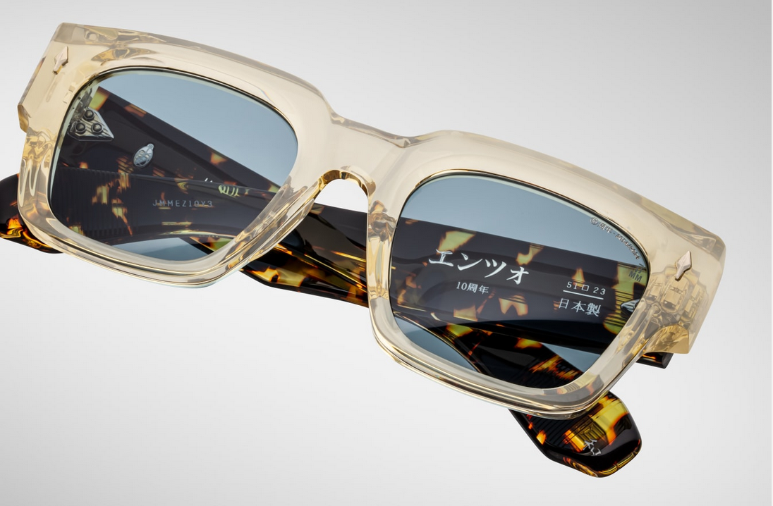 Sunglasses Model Enzo Decade collection in Color Dun with Vintage Blue lenses from Jacques Marie Mage