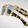 Sunglasses Model Enzo Decade collection in Color Dun with Vintage Blue lenses from Jacques Marie Mage