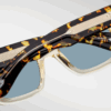 Sunglasses Model Enzo Decade collection in Color Dun with Vintage Blue lenses from Jacques Marie Mage