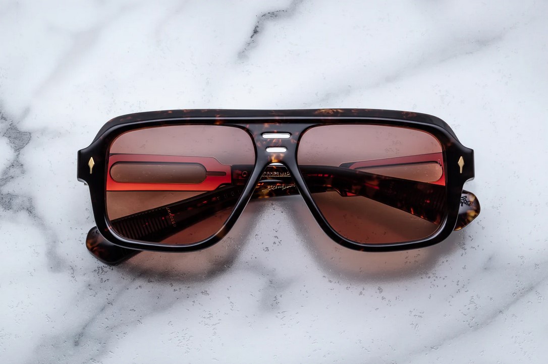Sunglasses Model Fugue in Color Agar with Tuscan Gradient Lenses from Jacques Marie Mage