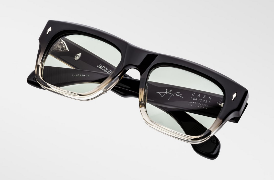 Sunglasses Model Cash in color BlackFade with Light Bottle Green Lenses from Jacques Marie Mage