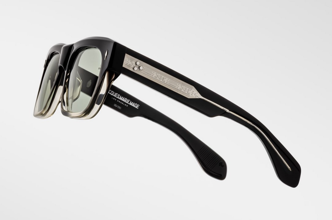Sunglasses Model Cash in color BlackFade with Light Bottle Green Lenses from Jacques Marie Mage