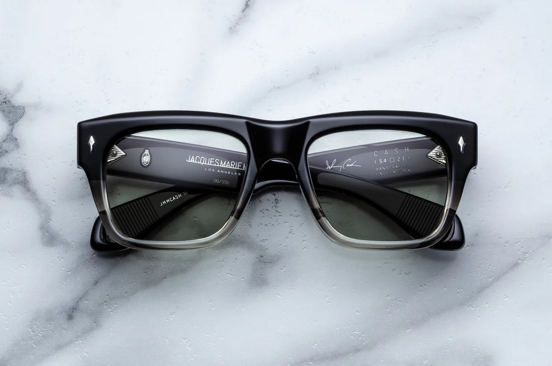 Sunglasses Model Cash in color BlackFade with Light Bottle Green Lenses from Jacques Marie Mage