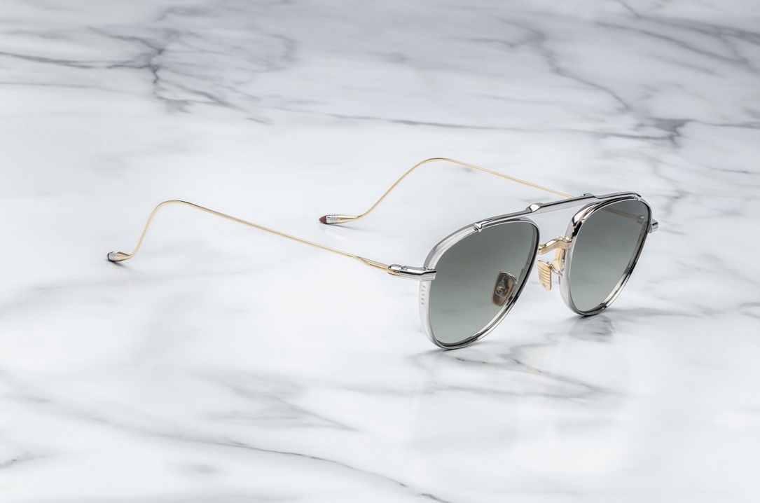Sunglasses Model Flynn in Color Electrum with Light Blottle Green Lenses from Jacques Marie Mage