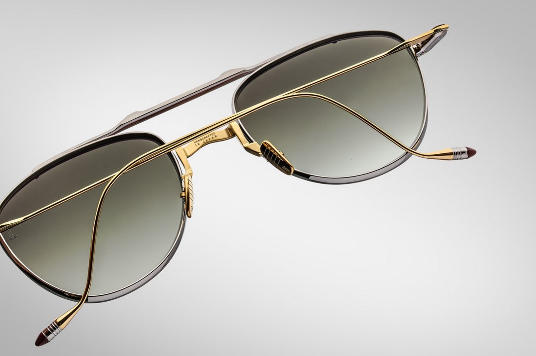 Sunglasses Model Flynn in Color Electrum with Light Blottle Green Lenses from Jacques Marie Mage