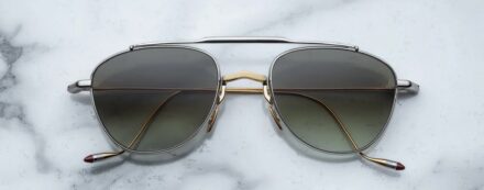 Sunglasses Model Flynn in Color Electrum with Light Blottle Green Lenses from Jacques Marie Mage