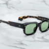 Sunglasses Model Mattei in color Noir with Vintage Green CR39 Lenses from Jacques Marie Mage