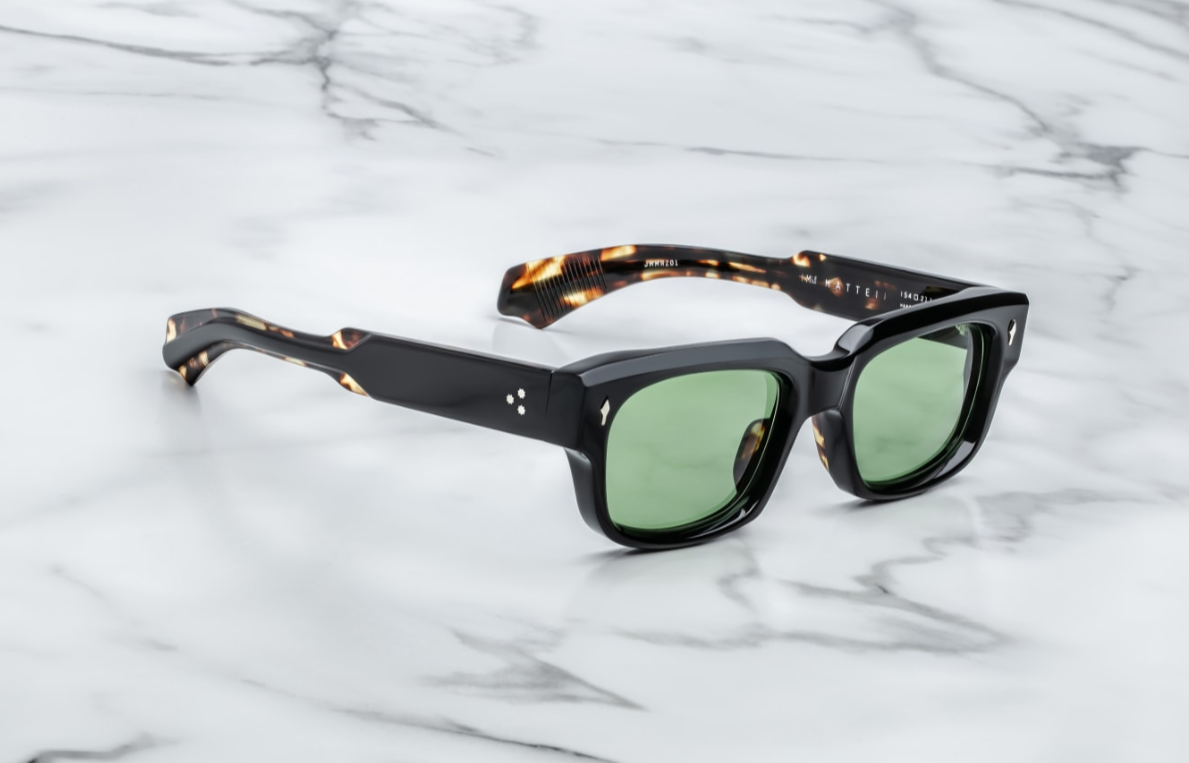 Sunglasses Model Mattei in color Noir with Vintage Green CR39 Lenses from Jacques Marie Mage