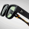 Sunglasses Model Mattei in color Noir with Vintage Green CR39 Lenses from Jacques Marie Mage