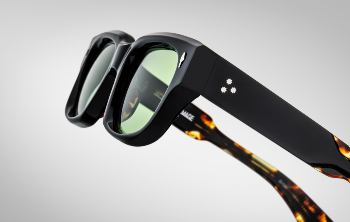 Sunglasses Model Mattei in color Noir with Vintage Green CR39 Lenses from Jacques Marie Mage