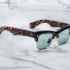 Sunglasses Model Bugsy in color Beau with Turquoise CR39 Lenses from Jacques Marie Mage