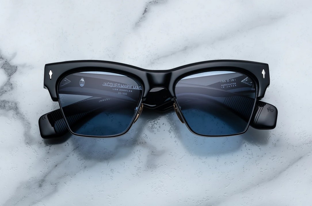 Sunglasses Model Bugsy in color Black with Cerulean CR39 Lenses from Jacques Marie Mage