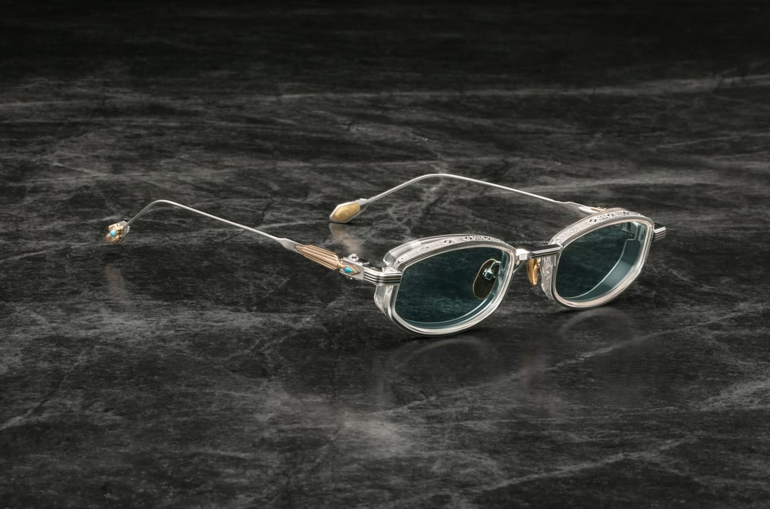 Sunglasses Model Hardin in Color Gaia with Vintage Blue Glass lenses from Jacques Marie Mage's collection
