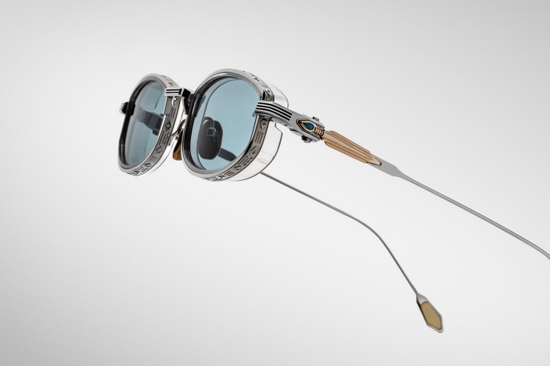Sunglasses Model Hardin in Color Gaia with Vintage Blue Glass lenses from Jacques Marie Mage's collection