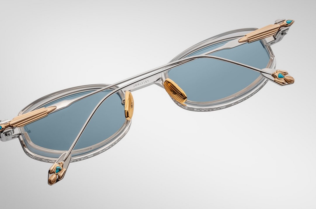 Sunglasses Model Hardin in Color Gaia with Vintage Blue Glass lenses from Jacques Marie Mage's collection