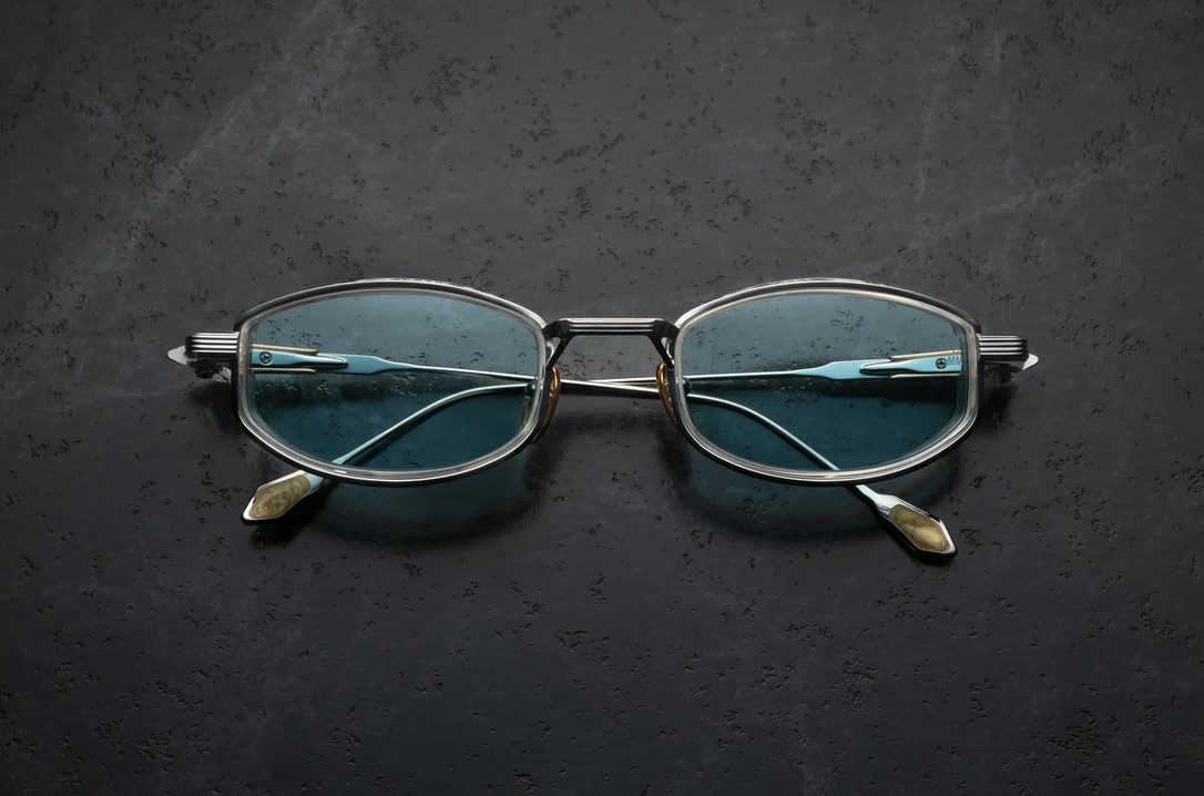 Sunglasses Model Hardin in Color Gaia with Vintage Blue Glass lenses from Jacques Marie Mage's collection