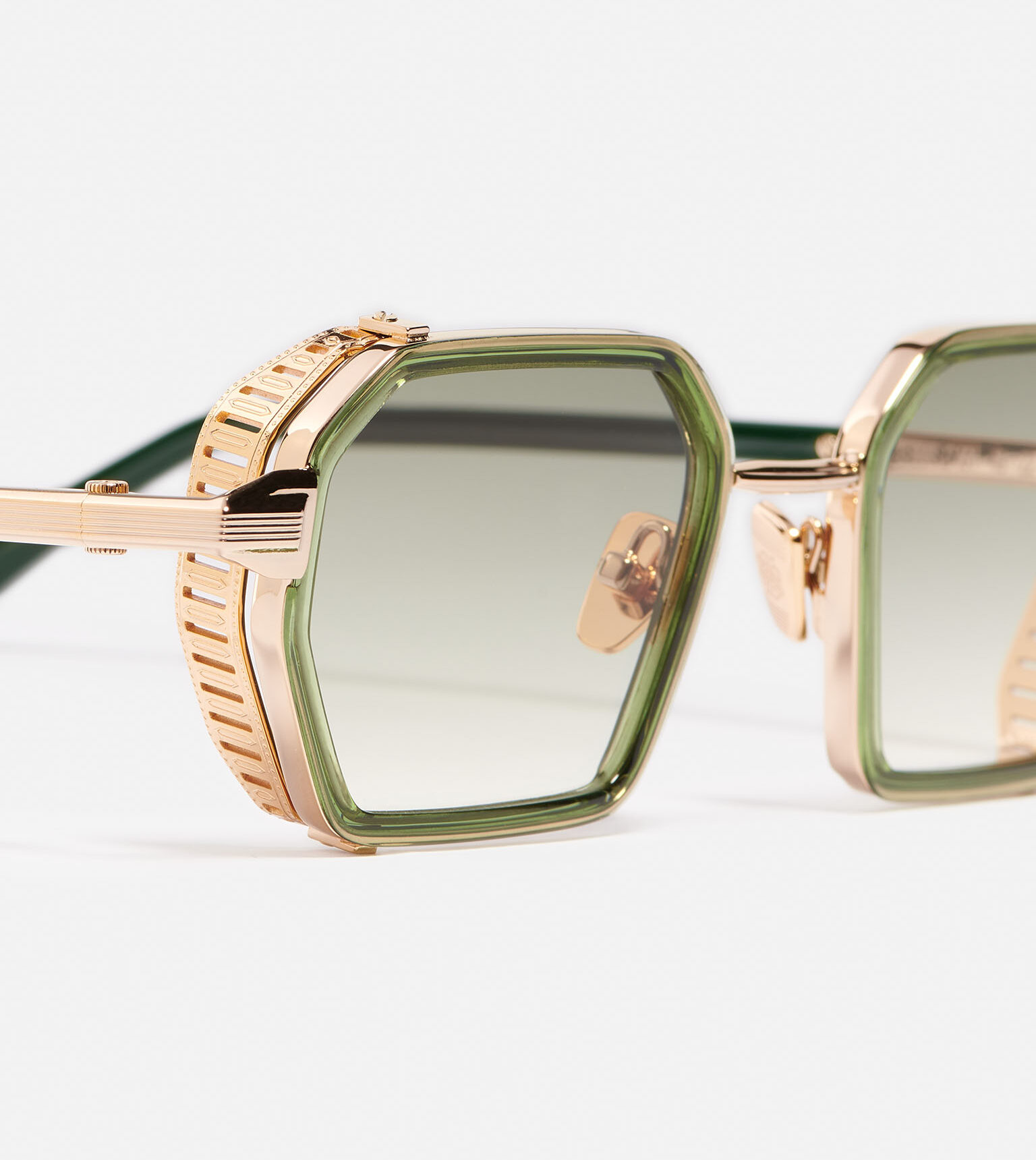 Sunglasses Model Dennis in C431 with Clear Green Gradient lenses from John Dalia