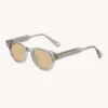 Sunglasses Model Apéro au Soleil in color Beige Crystal & Palladium with Solid Bronze Lenses from Lunetterie Générale