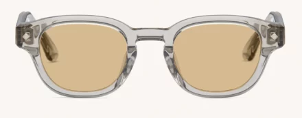 Sunglasses Model Apéro au Soleil in color Beige Crystal & Palladium with Solid Bronze Lenses from Lunetterie Générale