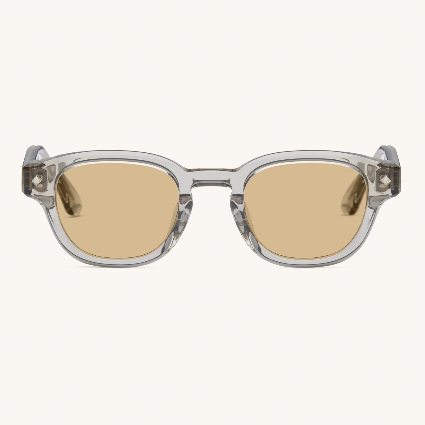 Sunglasses Model Apéro au Soleil in color Beige Crystal & Palladium with Solid Bronze Lenses from Lunetterie Générale