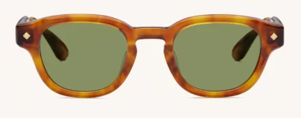 Sunglasses Model Apéro au Soleil in color Havana & 24K Gold with Solid Green G15 Lenses from Lunetterie Générale