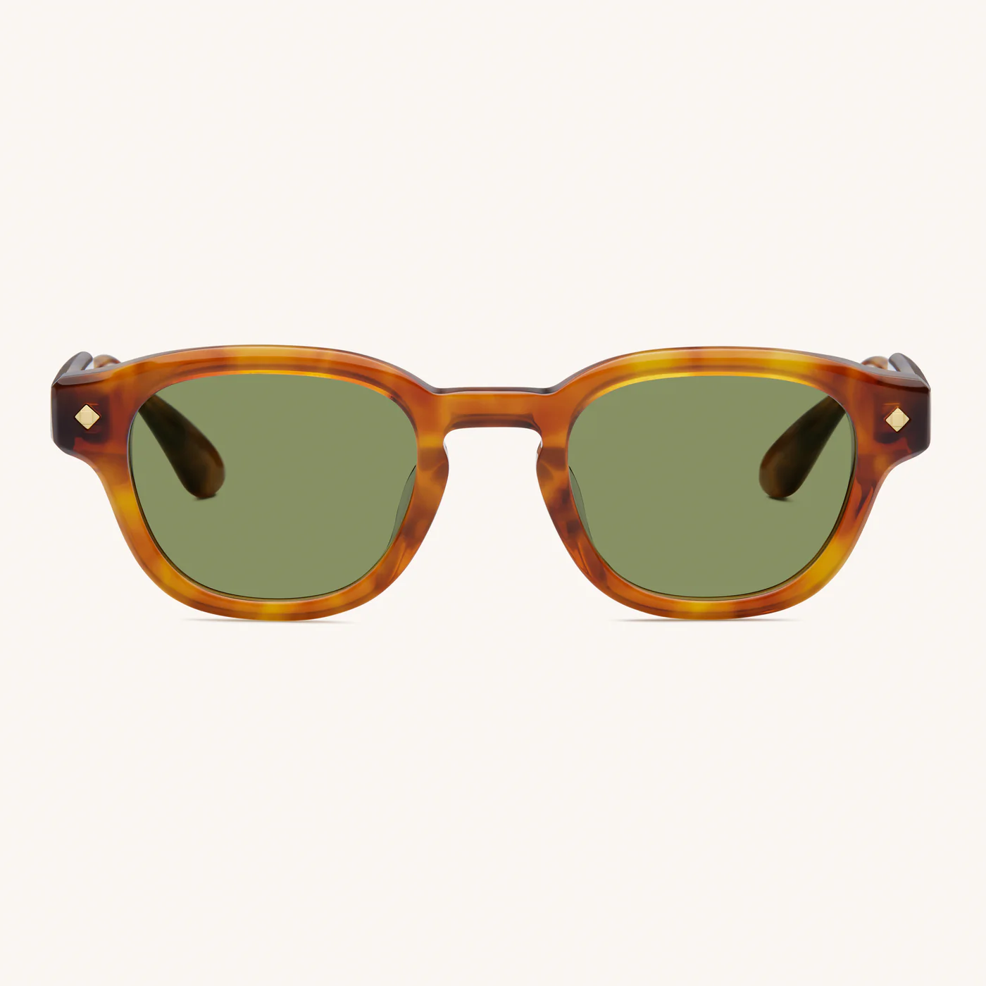 Sunglasses Model Apéro au Soleil in color Havana & 24K Gold with Solid Green G15 Lenses from Lunetterie Générale