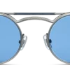 Sunglasses Matsuda model 2903H in Color Antique Silver with Colbalt Blue Lenses