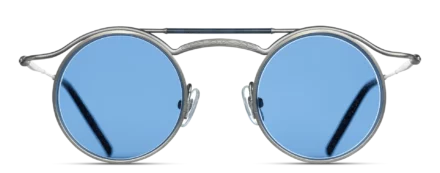 Sunglasses Matsuda model 2903H in Color Antique Silver with Colbalt Blue Lenses