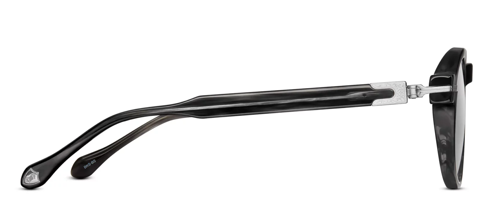 Sunglasses Matsuda model M2050 in Color Black Stripe and Brushed Silver with Grey Gradient Lenses CR39 Lenses
