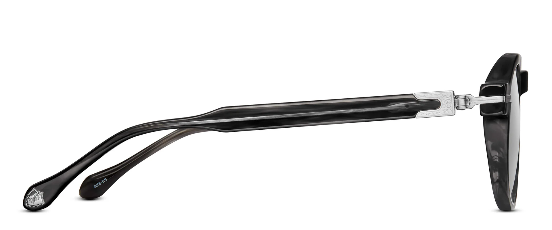 Sunglasses Matsuda model M2050 in Color Black Stripe and Brushed Silver with Grey Gradient Lenses CR39 Lenses