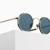 Sunglasses Matsuda model M3100 in Color Brushed Gold and Matte Black with Blue Grey CR39 Lenses