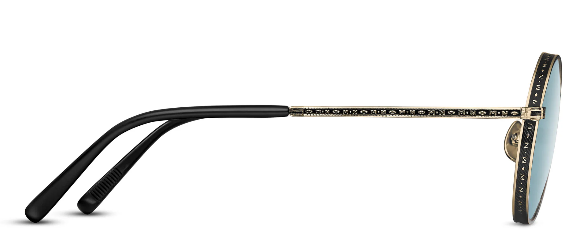 Sunglasses Matsuda model M3100 in Color Brushed Gold and Matte Black with Blue Grey CR39 Lenses