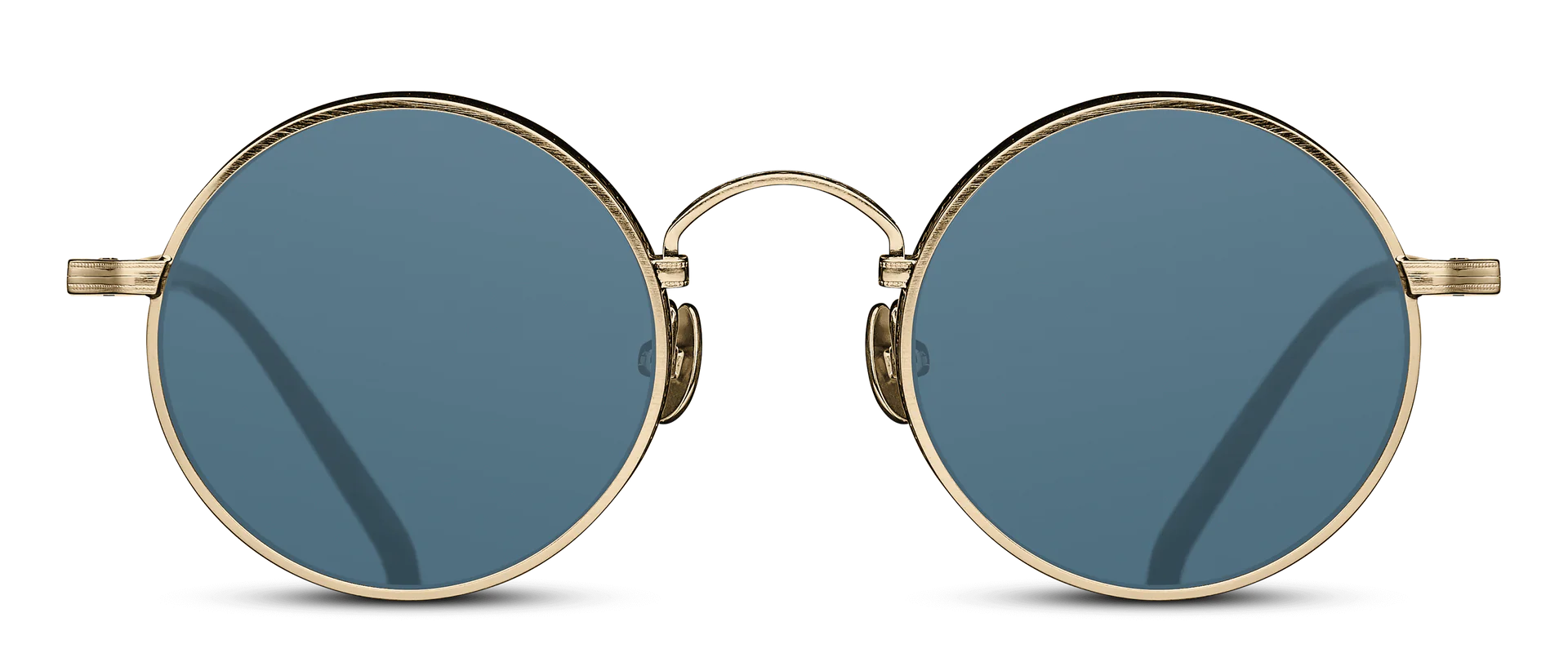 Sunglasses Matsuda model M3100 in Color Brushed Gold and Matte Black with Blue Grey CR39 Lenses