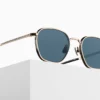 Sunglasses Matsuda model M3101 in Color Brushed Gold and Matte Black with Blue Grey CR39 Lenses