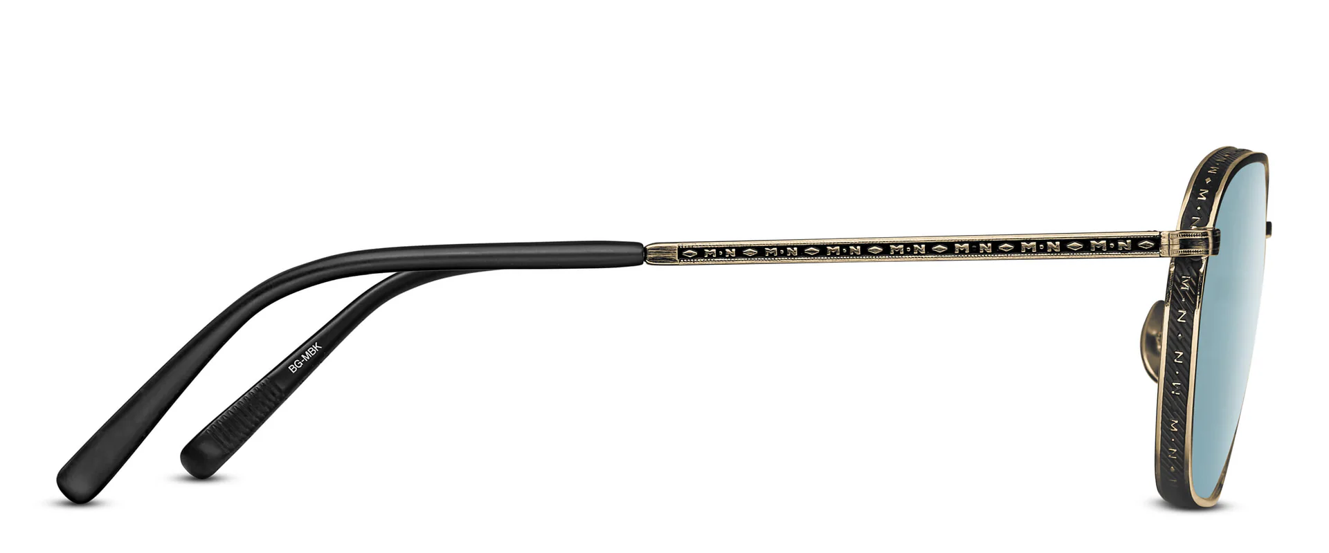 Sunglasses Matsuda model M3101 in Color Brushed Gold and Matte Black with Blue Grey CR39 Lenses