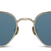 Sunglasses Matsuda model M3101 in Color Brushed Gold and Matte Black with Blue Grey CR39 Lenses