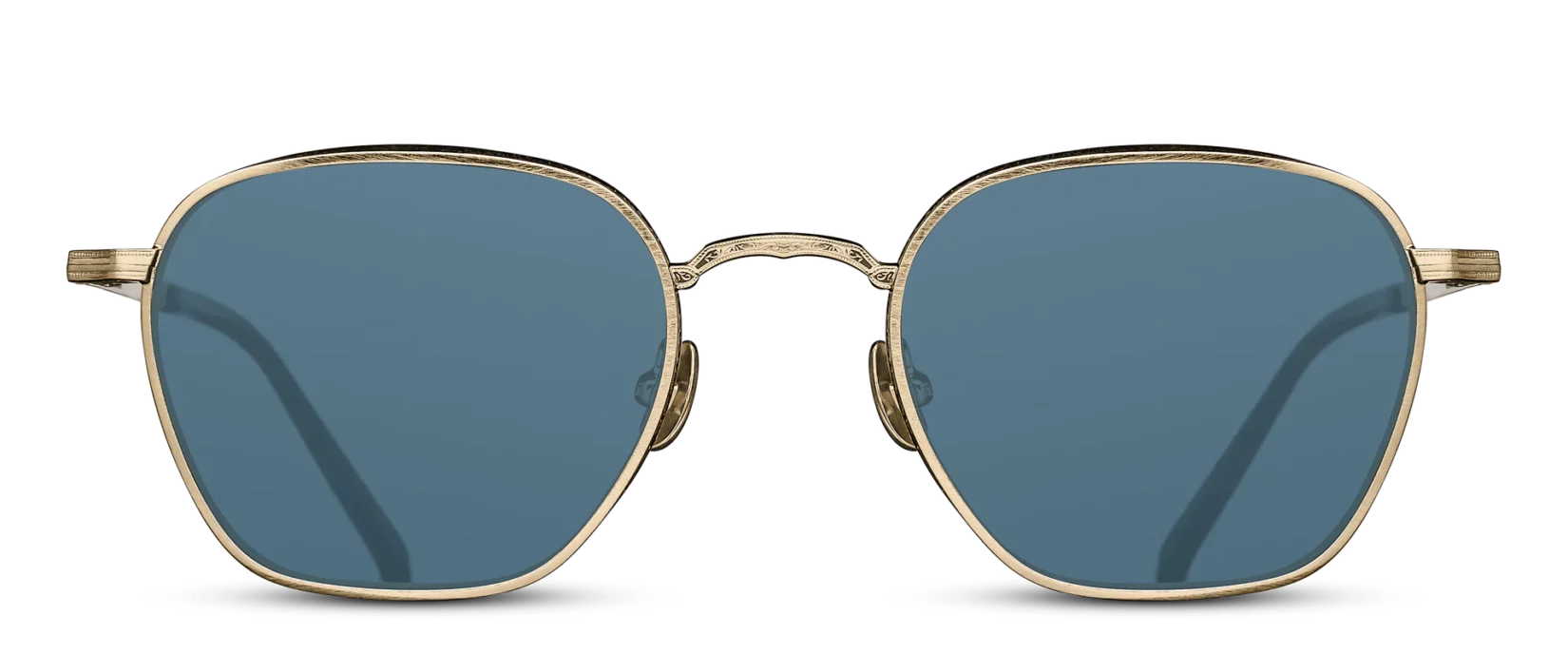 Sunglasses Matsuda model M3101 in Color Brushed Gold and Matte Black with Blue Grey CR39 Lenses