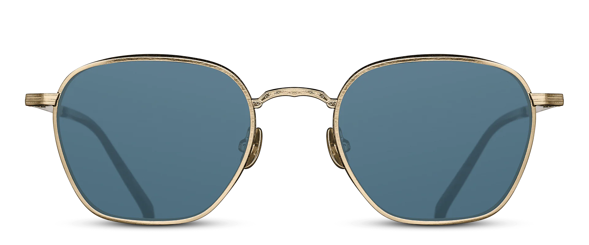 Sunglasses Matsuda model M3101 in Color Brushed Gold and Matte Black with Blue Grey CR39 Lenses