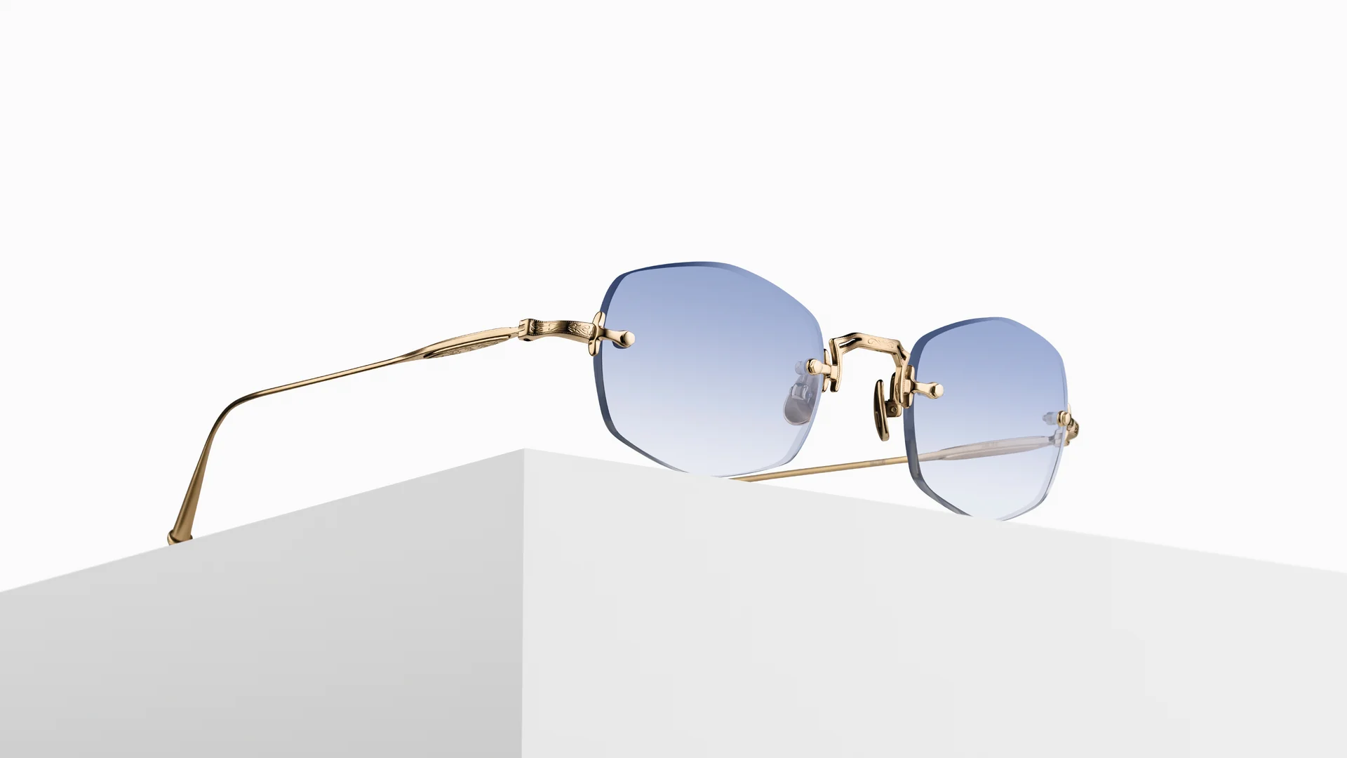 Sunglasses Matsuda model M3105F in Color Brushed Gold with Geometric Café Blue Gradient