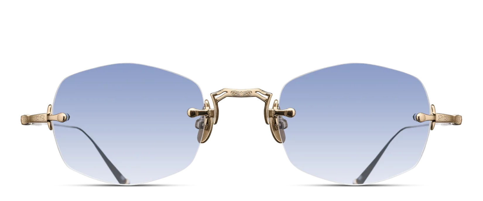 Sunglasses Matsuda model M3105F in Color Brushed Gold with Geometric Café Blue Gradient